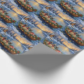 Pug Kerstboot Vakantie Cadeaupapier (Hoek)