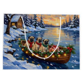 Pug Kerstboot Vakantie Groot Cadeauzakje (Achterkant)