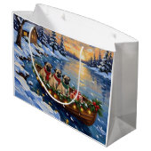 Pug Kerstboot Vakantie Groot Cadeauzakje (Achterkant Gekanteld)