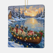 Pug Kerstboot Vakantie Keramisch Ornament (Links)