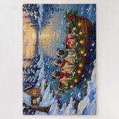 Pug Kerstboot Vakantie Legpuzzel (Verticaal)