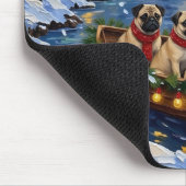 Pug Kerstboot Vakantie Muismat (Hoek)