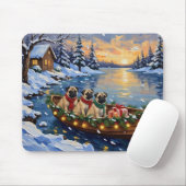 Pug Kerstboot Vakantie Muismat (Met muis)