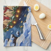 Pug Kerstboot Vakantie Theedoek (Quarter Fold)