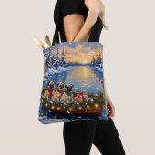 Pug Kerstboot Vakantie Tote Bag (Dichtbij)