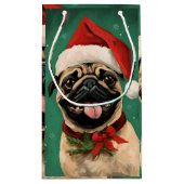 Pug Kerstborstel schilderen kunstwerk Klein Cadeauzakje (Achterkant)