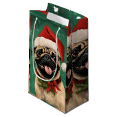 Pug Kerstborstel schilderen kunstwerk Klein Cadeauzakje (Voorkant Gekanteld)
