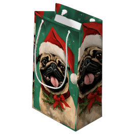 Pug Kerstborstel schilderen kunstwerk Klein Cadeauzakje