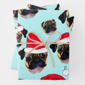 Pug kerstcadeaupapier inpakpapier vel (In situ)