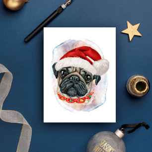 Pug Kerstcadeaus voor hondenliefhebbers Feestdagenkaart