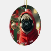 Pug kerstdatum of voeg Pet Photo toe Keramisch Ornament (Rechts)