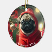 Pug kerstdatum of voeg Pet Photo toe Keramisch Ornament (Links)