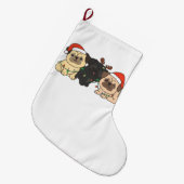 Pug-kerstdieren Cute Dogs Holiday Grote Kerstsok (Voorkant (Hangend))