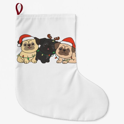 Pug-kerstdieren Cute Dogs Holiday Grote Kerstsok (Voorkant)