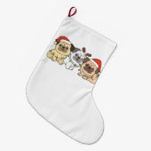 Pug-kerstdieren Cute Dogs Holiday Grote Kerstsok (Voorkant (Hangend))