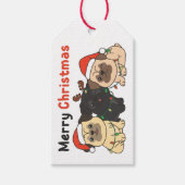 Pug-kerstdieren Cute Dogs Merry Kerstmis Gi Cadeaulabel (Voorkant)