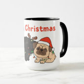 Pug-kerstdieren Cute Dogs Merry Kerstmis Mu Mok (Voorkant rechts)