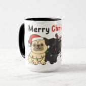 Pug-kerstdieren Cute Dogs Merry Kerstmis Mu Mok (Voorkant links)