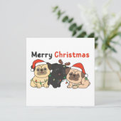 Pug-kerstdieren koken teefjes vrolijk kerstfeest i kaart (Staand voorkant)