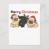 Pug-kerstdieren kotsen vrolijk kerstfeest feestdagenkaart (Voorkant)