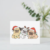 Pug-kerstdieren kotterhonden feestdagenkaart (Staand voorkant)