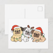 Pug-kerstdieren kotterhonden feestdagenkaart (Voorkant / Achterkant)