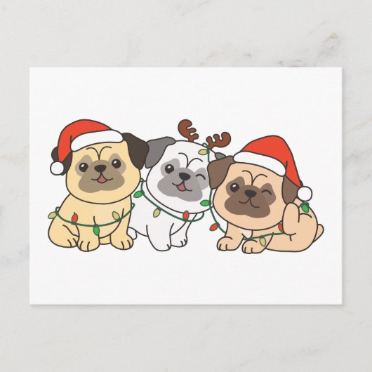 Pug-kerstdieren kotterhonden feestdagenkaart (Voorkant)