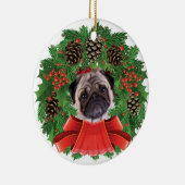 Pug Kerstfeestdag Wreate Keramisch Ornament (Rechts)