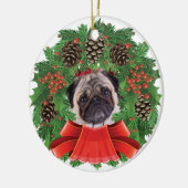Pug Kerstfeestdag Wreate Keramisch Ornament (Links)