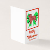 Pug-kersthond en Green Bow-cadeautje Kaart (Buitenkant)