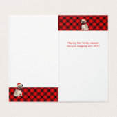 Pug-kersthond Rood en Zwarte Pset Kaart (Binnenkant ongevouwen)