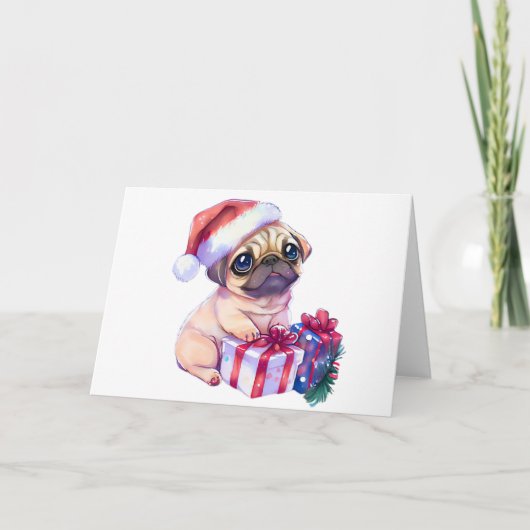 Pug-kerstkaart Bedankkaart (Voorkant)