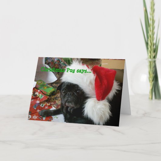 Pug-kerstkaart Feestdagen Kaart (Voorkant)