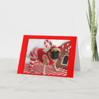 Pug-kerstkaart Feestdagen Kaart