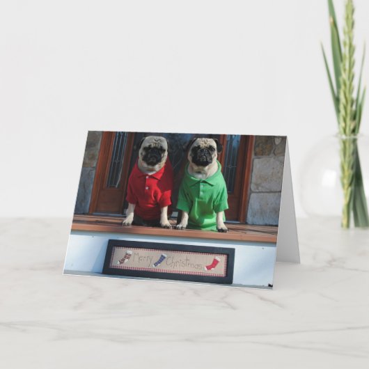 Pug Kerstkaart Feestdagen Kaart (Voorkant)
