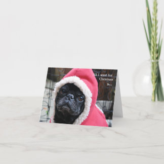 Pug-kerstkaart Feestdagen Kaart
