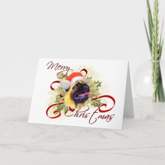 Pug-kerstkaart Feestdagen Kaart (Voorkant)