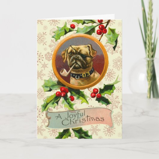 Pug-kerstkaart Feestdagen Kaart (Voorkant)