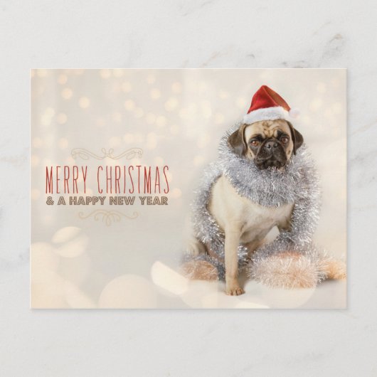 Pug Kerstkaart Feestdagenkaart (Voorkant)