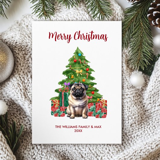 Pug-kerstkaart Feestdagenkaart