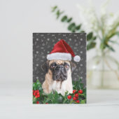 Pug-kerstkaart Feestdagenkaart (Staand voorkant)