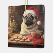 Pug Kerstkoekjes Feestelijke vakantie Keramisch Ornament (Links)