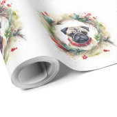 Pug Kerstkrans Feestelijke Pup Cadeaupapier (Rol Hoek)