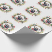 Pug Kerstkrans Feestelijke Pup Cadeaupapier (Hoek)