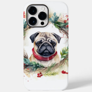 Pug Kerstkrans Feestelijke Pup Case-Mate iPhone 14 Pro Max Hoesje