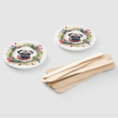 Pug Kerstkrans Feestelijke Pup Handwaaier (Niet-gemonteerd)