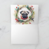 Pug Kerstkrans Feestelijke Pup Kaart (Binnen)