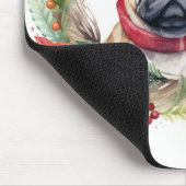 Pug Kerstkrans Feestelijke Pup Muismat (Hoek)