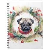 Pug Kerstkrans Feestelijke Pup Notitieboek (Voorkant)