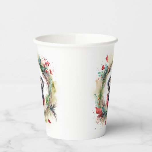 Pug Kerstkrans Feestelijke Pup Papieren Bekers (Links)